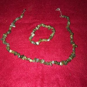 Raw stone necklace/bracelet set